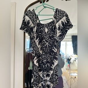 Alice + Olivia Black and White Patterned Romper - off the shoulder option